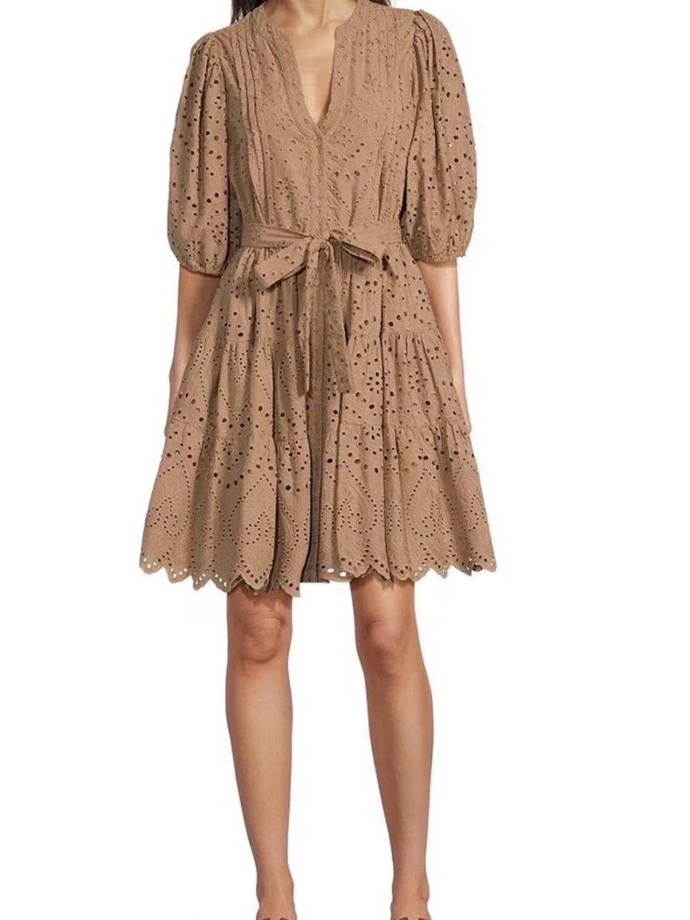 Gibson & Latimer Eyelet Puff Sleeve Belted Dress Size XL